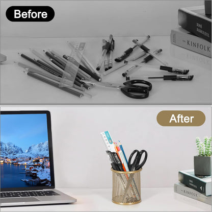 EasyPAG Pencil Holder for Desk, 2 Pack Metal Pen Organizer, Mesh Pencil Cup Organizer for Home, Office, Classroom, School, Black
