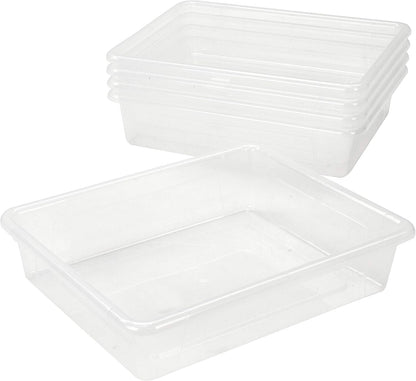 Storex Letter Size Flat Storage Tray – Organizer Bin for Classroom, Office and Home, Clear, 5-Pack (62531A05C), 10 x 13 x 3 Inches