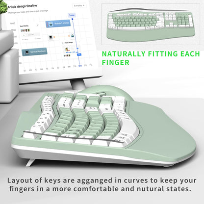 Wireless Keyboard and Mouse Combo,2.4G Full Size Wave Keys Ergonomic Keyboard with Wrist Rest for Natural Typing, 3 DPI Adjustable Ergonomic Silent Mouse for Computer/Laptop/Windows/Mac (Gray)