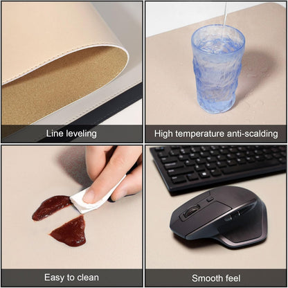 DAWNTREES Dual Sided Desk Mat,Leather Desk Pad,Cork Desk Mat Protector,with PU Leather Valet Tray Organizer,Large Mouse Pad,Desk Writing Pad for Office and Home(Dark Green 31.5"x15.8")