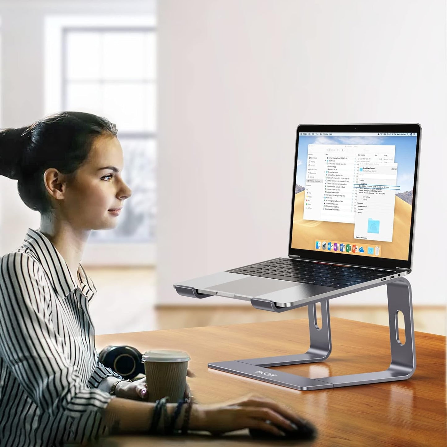 BESIGN LS03 Aluminum Laptop Stand, Ergonomic Detachable Computer Stand, Notebook Riser, Laptop Mount Compatible with Air, Pro, Dell, HP, Lenovo More 10-15.6" Laptops, Silver