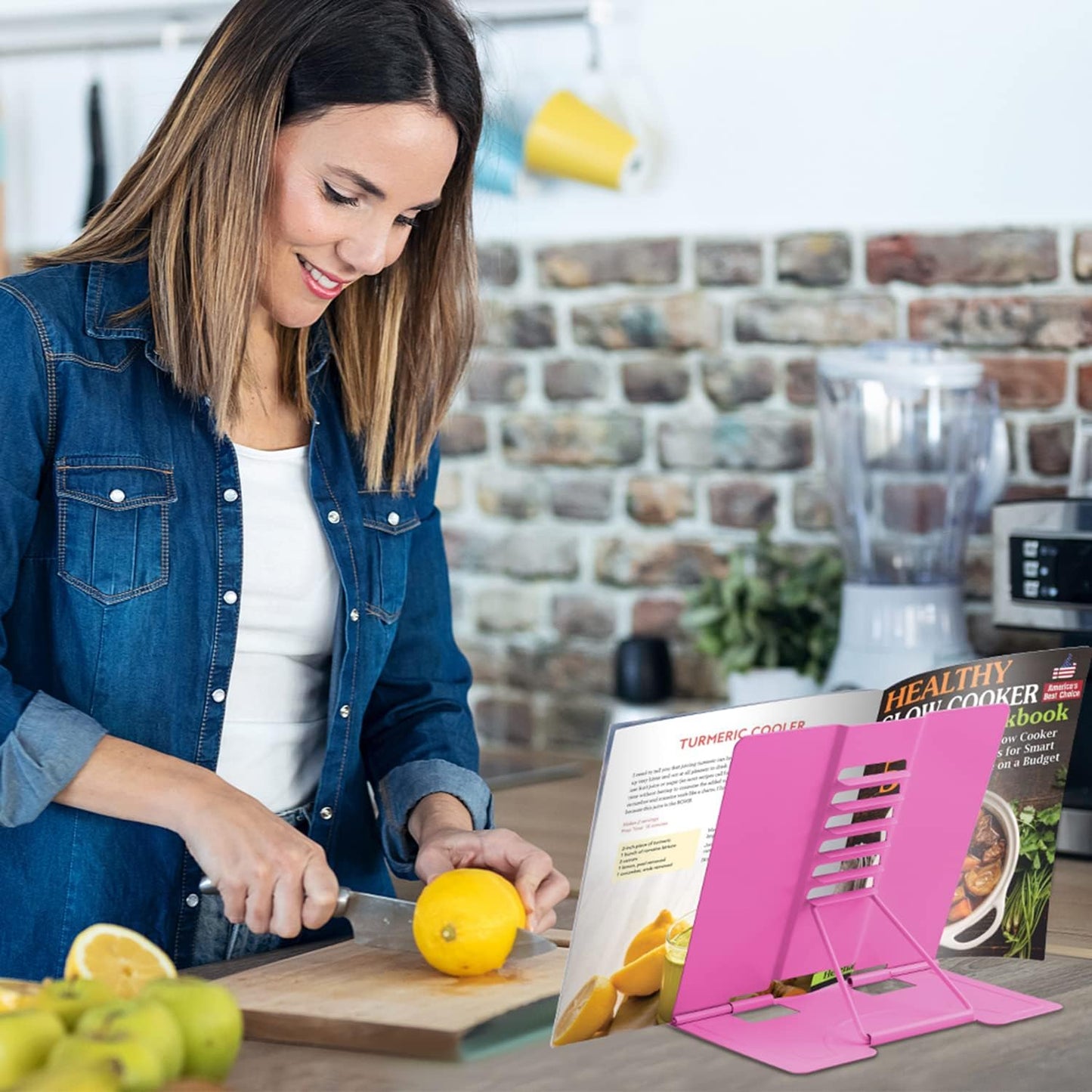 Honagu Metal Desk Book Holder, Hands Free Adjustable Cookbook & Document Holder, Portable Bookstand for Music Books, Textbooks, Recipes, Tablets & iPads (Purple)