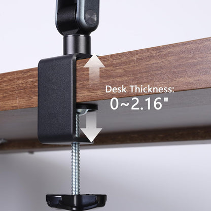 ASIEIT Desk Clamp Book Stand, Aluminum Book Holder Adjustable Height & Angle, Cookbook Stand for Kitchen, Recipe Book Holder with 360° Swivel Base, Book Stand for Reading, Office, Laptop