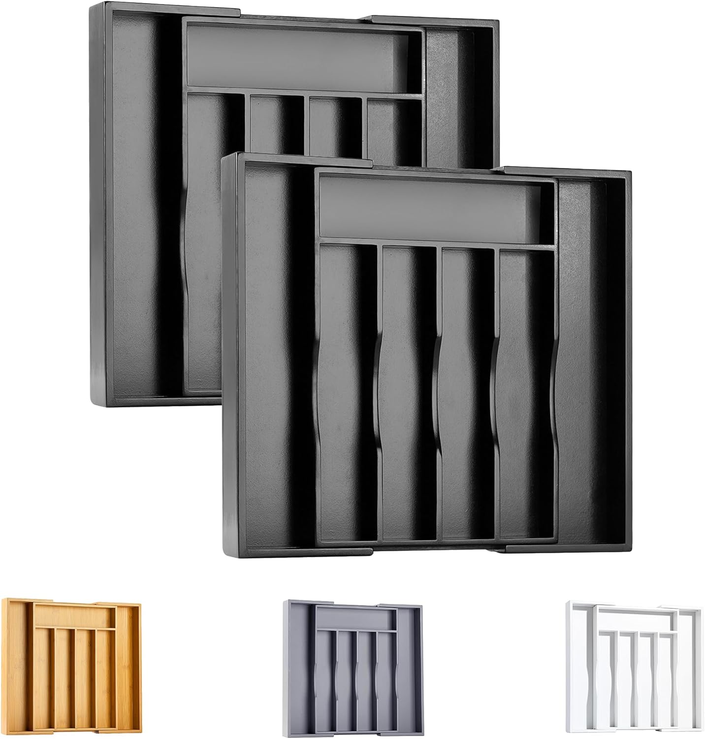 Kitchen Silverware Drawer Organizer and Storage Flatware Cutlery Utensil Holder Spice Rack Containers Bathroom Counter Cabinet Office Desk Makeup Drawer Tray Kitchen and Dining Tools Decor Accessories