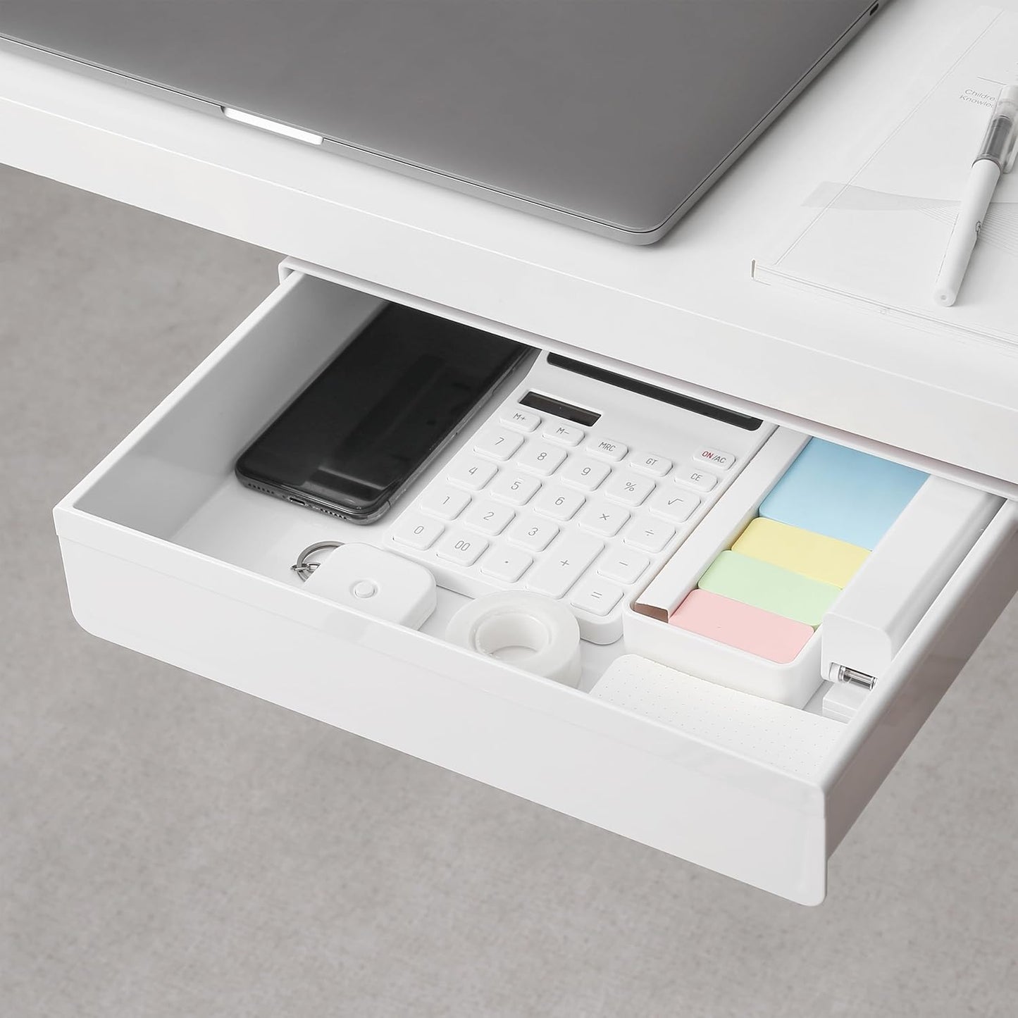 Under Desk Drawer - Super Large Under Table Hidden Drawer Desk Accessories & Workspace Organizers Desktop Storage Pencil Slide Out Organizer with Screw Adhesive Tape Shelf Tray at Office