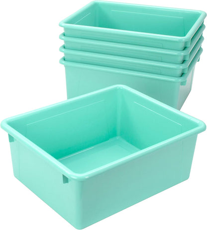 Storex Letter Size Flat Storage Tray – Organizer Bin for Classroom, Office and Home, Clear, 5-Pack (62531A05C), 10 x 13 x 3 Inches