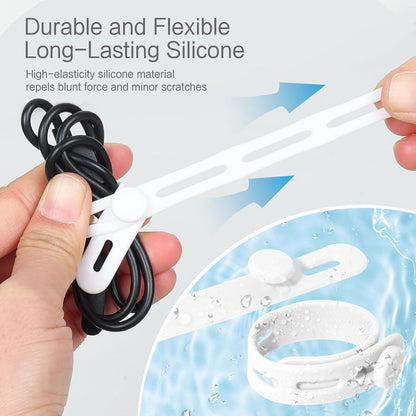 Donruby 24Pcs Silicone Cable Ties - Reusable & Washable with Locking Buckles, Adjustable Fastening Cable Management Straps, Multi-Purpose High Elasticity Cord Organizer (Purple)