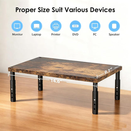OPNICE Desk Organizers and Accessories, Adjustable Computer Monitor Stand Riser, Laptop Stand for Desk, Office Desk Accessories & Workspace Organizers for Home Office, Black Wood