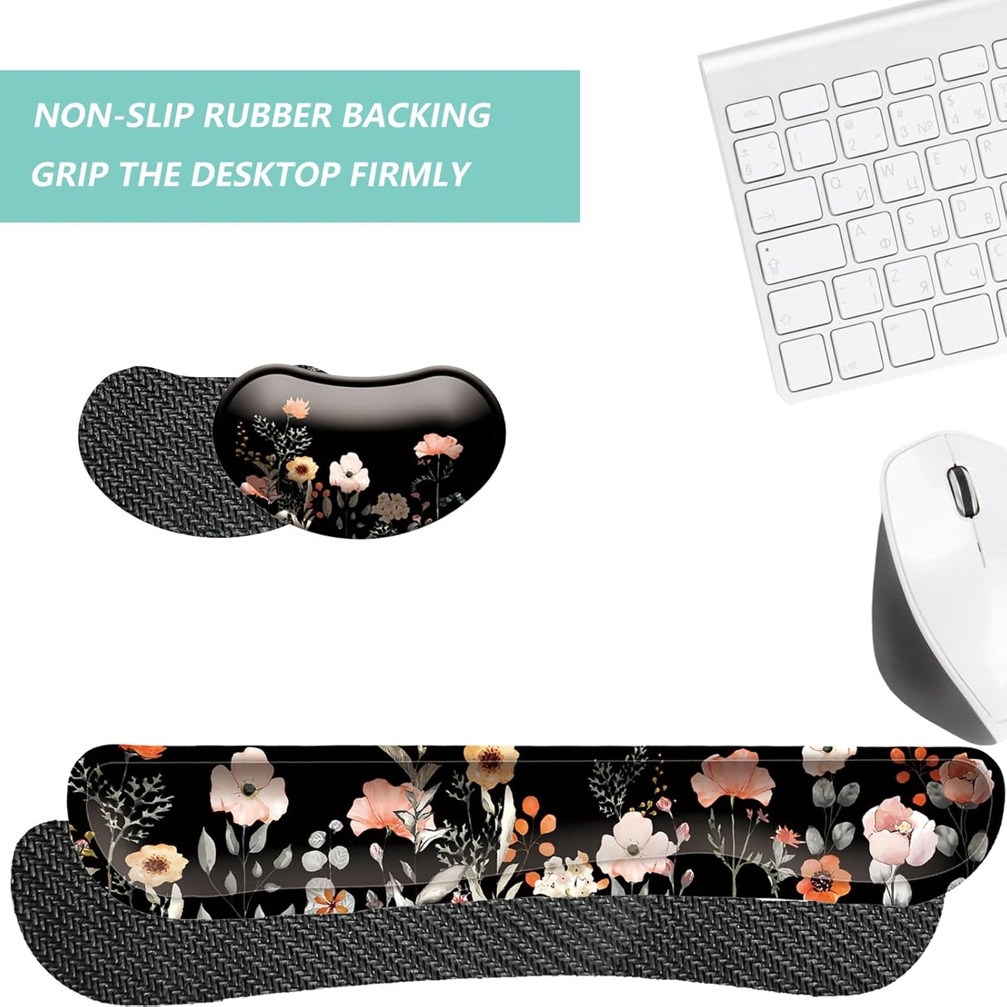Keyboard Wrist Rest Mouse Wrist Support Set, Memory Foam Wrist Rest Pad for Computer Laptop Keyboard Mouse, Ergonomic Wrist Cushion Support for Typing Pain Relief, Gaming Home Office, Purple
