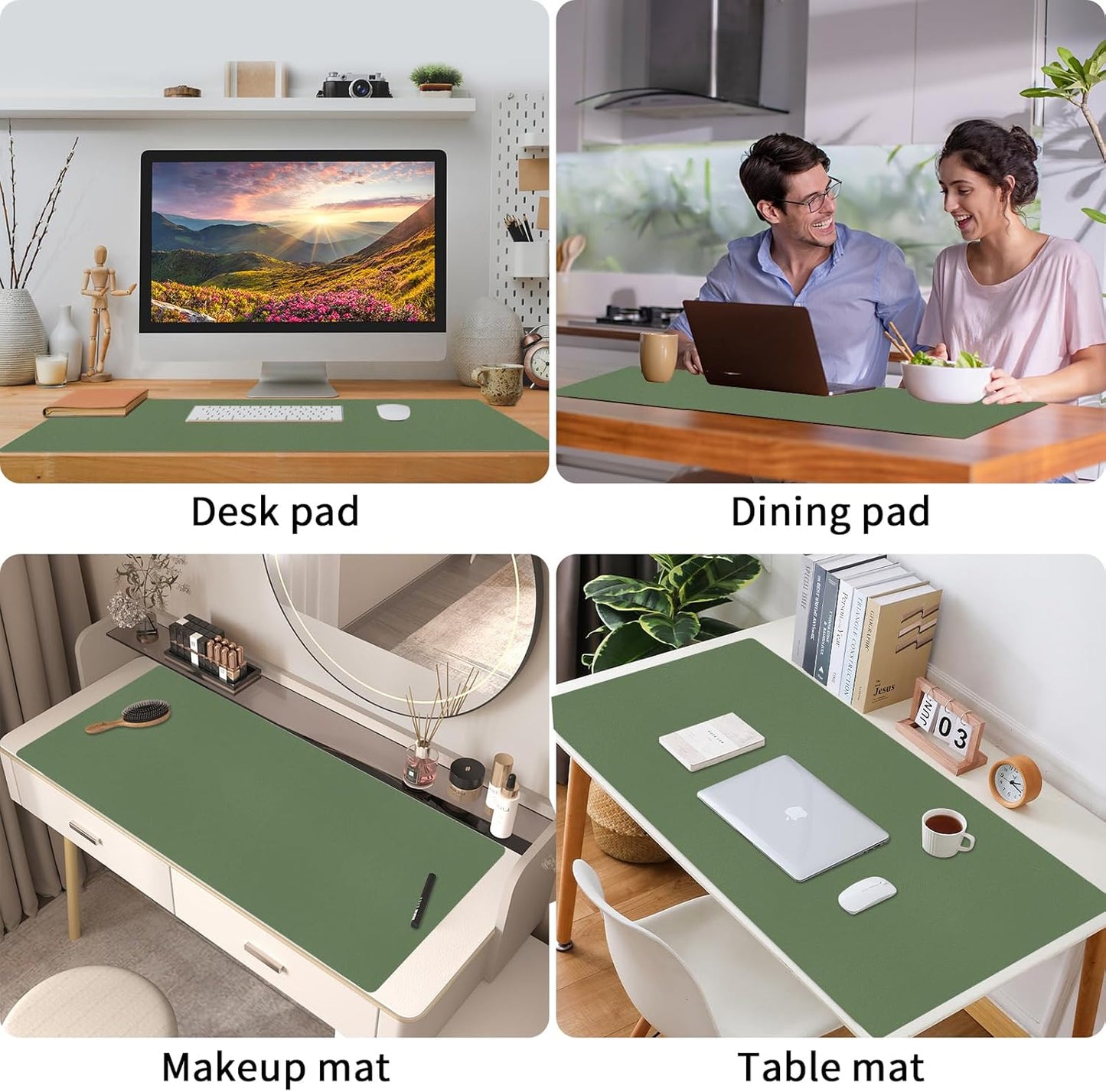 Bloss Leather Desk Pad and Keyboard Wrist Rest, Large Mouse Pad + Keyboard Pad+Mouse Wrist Support, Non-Slip Desk Mat Protector for Office, Home(31.5×15.7 Inches,Beige)