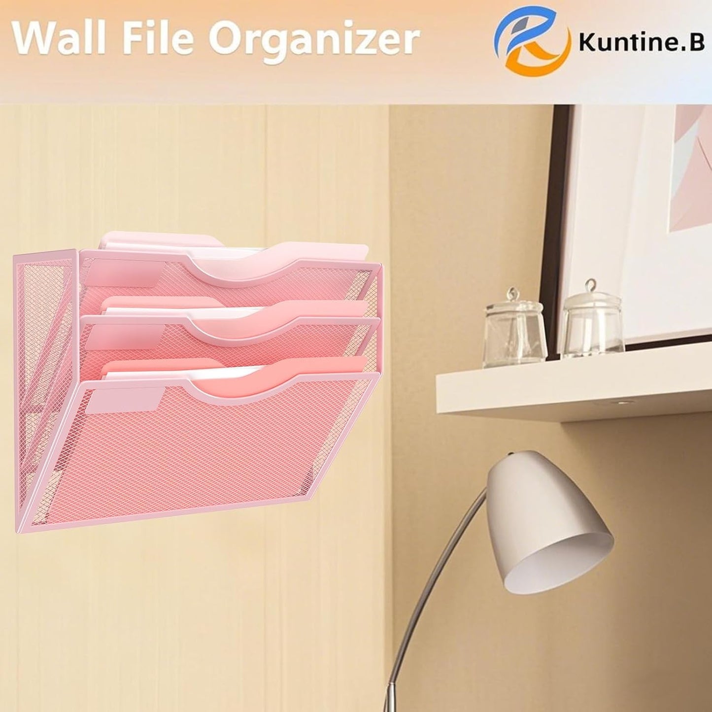 Kuntine.B Wall File Organizer Office Hanging Magazine Holder Wall File Organizer for Office Home (Black, 5 Tier)