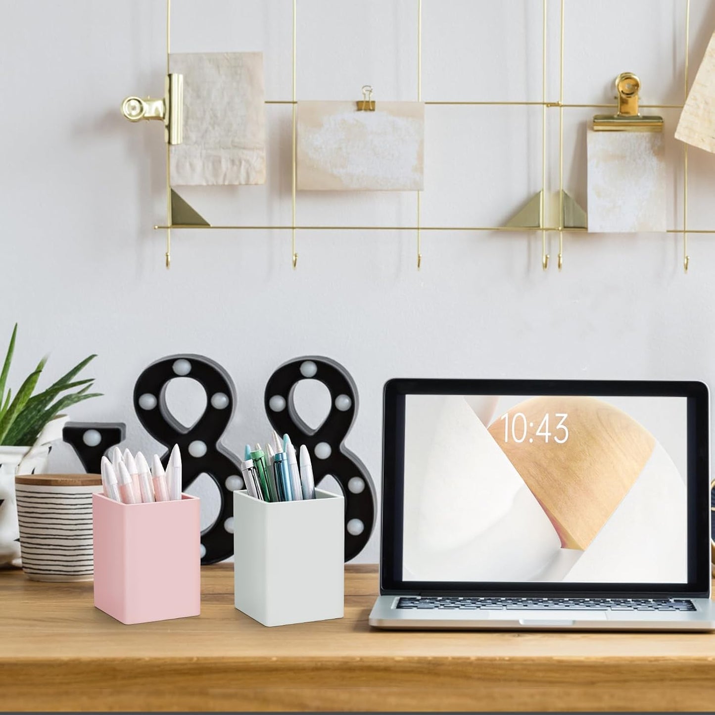 Pen Holder for Desk,Nordic Elegance Square Silicone Pencil Holder Soft Minimalist Desk Pen Cup Stand Waterproof Multifunctional Office Supplies for Home,Kids and School(Grey)