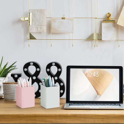 Pen Holder for Desk,Nordic Elegance Square Silicone Pencil Holder Soft Minimalist Desk Pen Cup Stand Waterproof Multifunctional Office Supplies for Home,Kids and School(Grey)