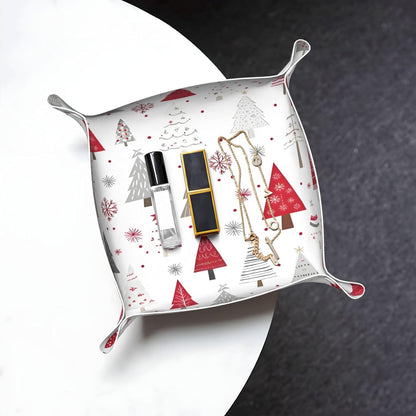 Tray Leather Valet Tray Forest Tree Reindeer Catchall Trays Key Organizer Night Stand Organizer Bedside Vanity Trays Decor for Entryway Table
