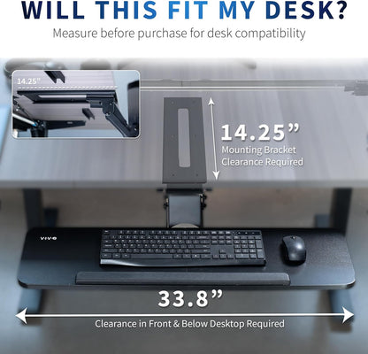 VIVO Adjustable Computer Keyboard & Mouse Platform Tray Ergonomic Under Table Desk Mount Drawer Underdesk Shelf (MOUNT-KB03B)