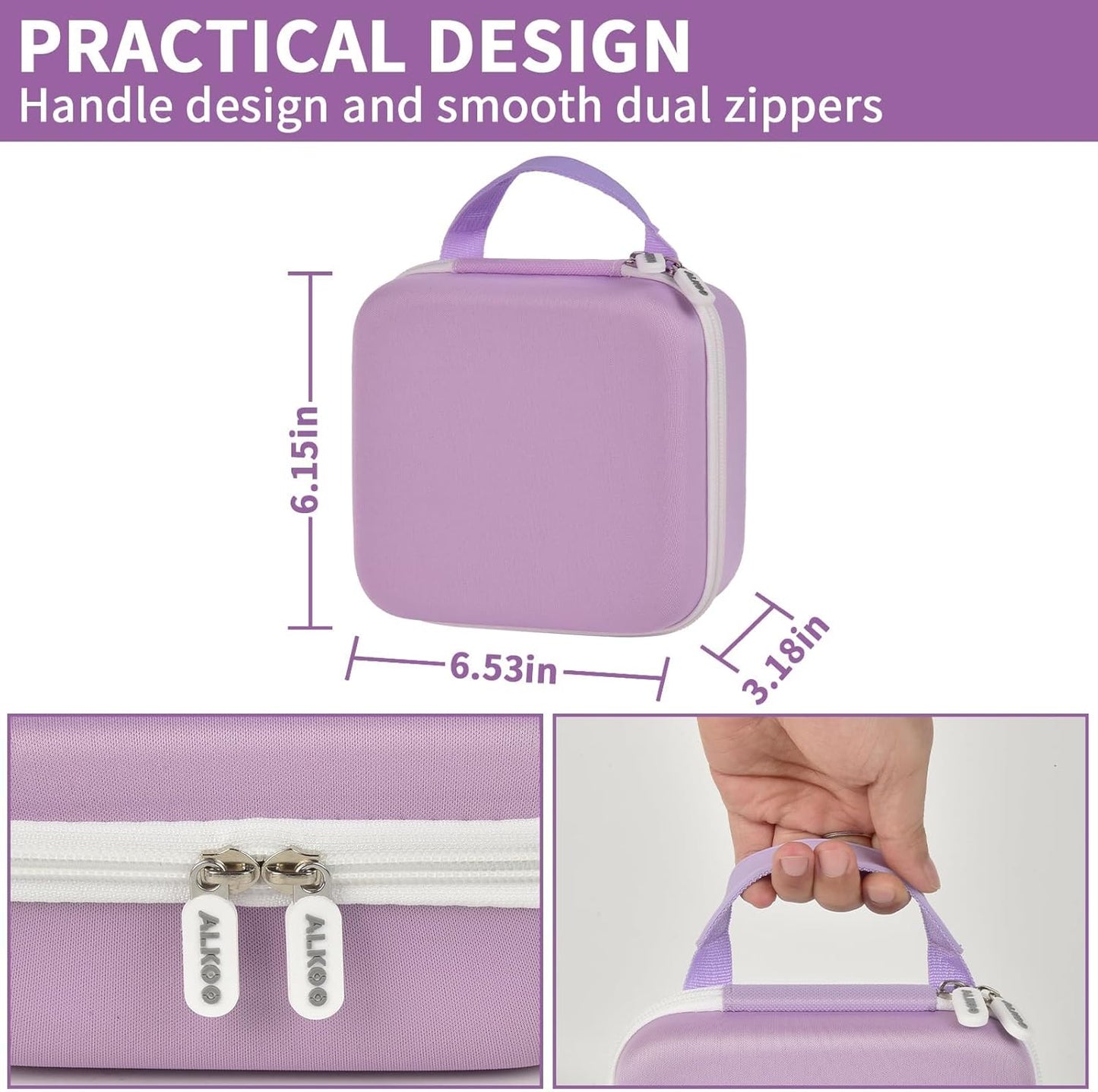 ALKOO Case Compatible with NIIMBOT B21 / B1 Label Maker Wireless Thermal Label Printer, Holder for Inkless Label Maker & Labeling Tapes Refills, with Mesh Pocket for Cable Accessories (Purple)