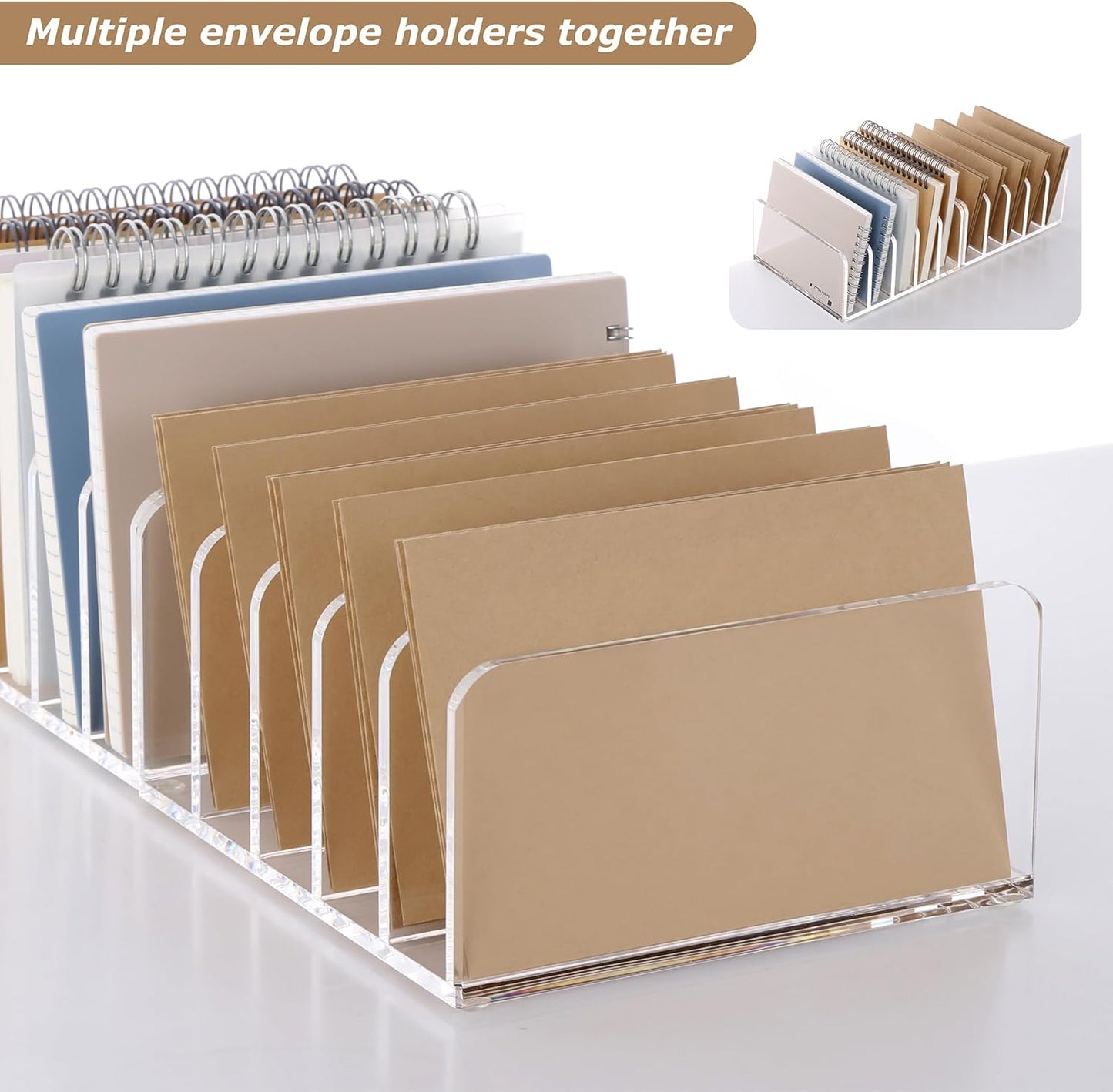 SANRUI Acrylic File Mail Desktop Organizer Sorters,3 Compartments Laddered Clear Desk Letter Organizer Office Document Sorter,Multifunction Envelope Folder Racks Holders for Office,Home, School