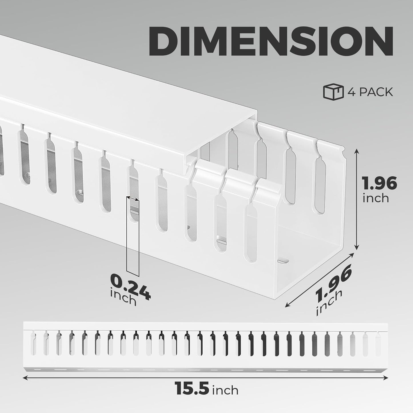 Yecaye 62.8in(4x15.7in) Cable Raceway, Large Under Desk Cable Management for Server Rack Wire Raceway, Wire Management Tray, Cord Organizer for Gaming Desk, Black