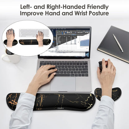 Gimars Upgrade Enlarge Silky and Superfine Fabric Gel Memory Foam Keyboard Wrist Rest Set, Ergonomic Keyboard Mouse Wrist Support for Typing Pain Relief, Comfort for Office, Gaming, Computer