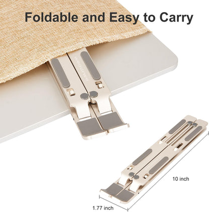 Ergonomic and Foldable Laptop Stand for Desk, Adjustable Riser, Fits All Laptops and Notebooks up to 17,Ultra-Thin,Ventilated Cooling,ABS+Silicone,Silver.