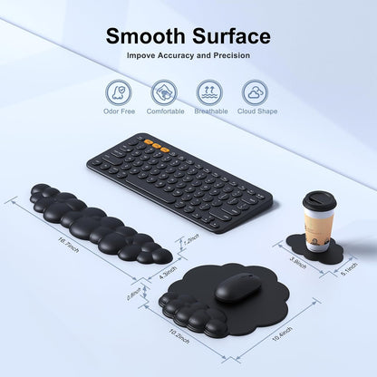 MOKURU Cloud Mouse Pad with Wrist Rest, Cloud Keyboard Wrist Rest, Mouse Pad Wrist Support, Ergonomic Keyboard Mouse Wrist Support White