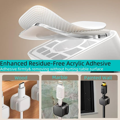 10 Pack Magnetic Cable Clips,Adjustable and Convenient Cable Management,Wire Holder Organizer,Conceal or Arrange Phone USB Charger Cables for Home,Office,Car,Desk,or Nightstand. (White)