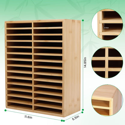 Bamboo Marker Organizer for 224 Markers, Alcohol Marker Storage Organizer with 28 Compartments, Desktop Marker Holder for Art Markers, Brush Pens, Pencils