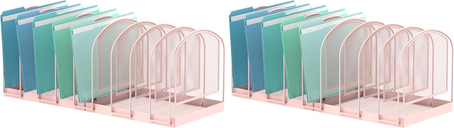 SUPEASY File Organizer for Desk, 5-Section Mesh Desk Organizer, Vertical File Holder Desktop Organizer File Sorter, File Folder Holder for Office Supplies, Black