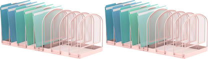 SUPEASY File Organizer for Desk, 5-Section Mesh Desk Organizer, Vertical File Holder Desktop Organizer File Sorter, File Folder Holder for Office Supplies, Black