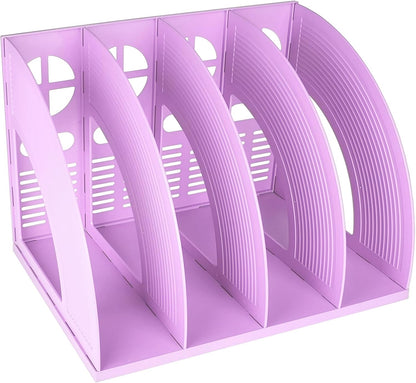 SAYEEC Magazine Holder Sturdy Binder Holder Desk File Sorter Plastic File Folder Organizer Stand Book Shelf Dividers Vertical Storage Rack Desktop Bookshelf Display Box for Office School Home (Black)