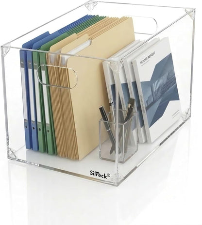 Silreck® Clear Acrylic File Organizer for Desk – Desktop Document Holder for A4 & Letter Size Papers, Sturdy Acrylic to Keep Office & Home Documents Neat