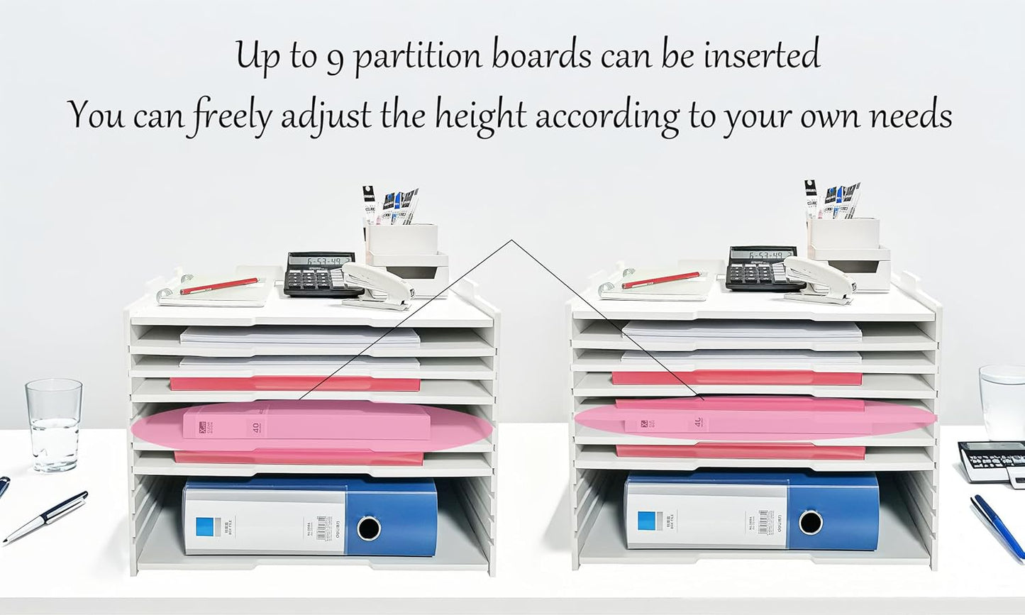 2/4/6 Tier Paper Organizer Letter Tray, Clear Acrylic Layer Stackable Paper Sorter, Plastic A4 Office File Folder Holder for for Desk Accessories, Notes, Pens, File, Document (Clear, 4 Tier)