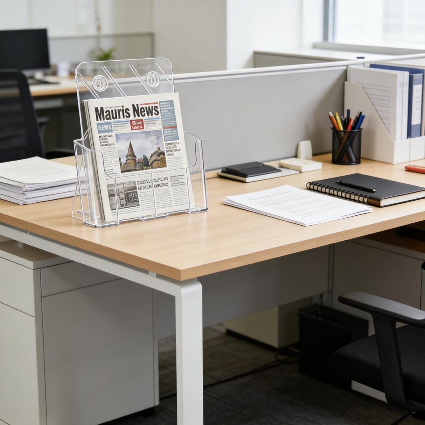Gawerk 2 Pack Acrylic Brochure Holder 8.5 x 11 inches for Desk or Wall Mount, Clear Flyer Display Stand Plastic Table Stand Sign Literature Holder for Magazines, Menus, Pamphlets, Booklets, Documents
