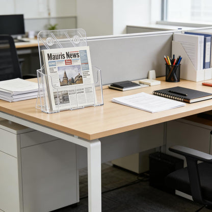 Gawerk 2 Pack Acrylic Brochure Holder 8.5 x 11 inches for Desk or Wall Mount, Clear Flyer Display Stand Plastic Table Stand Sign Literature Holder for Magazines, Menus, Pamphlets, Booklets, Documents