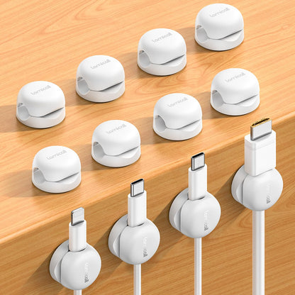 Lamicall Cable Clips, Spring Cord Organizer Holder - 6Pack Compact Desk Cable Management Clips, Nightstand Phone Charging Cord Holder, 8mm Slot Adhesive Wire Organizer, Desk Office Accessory