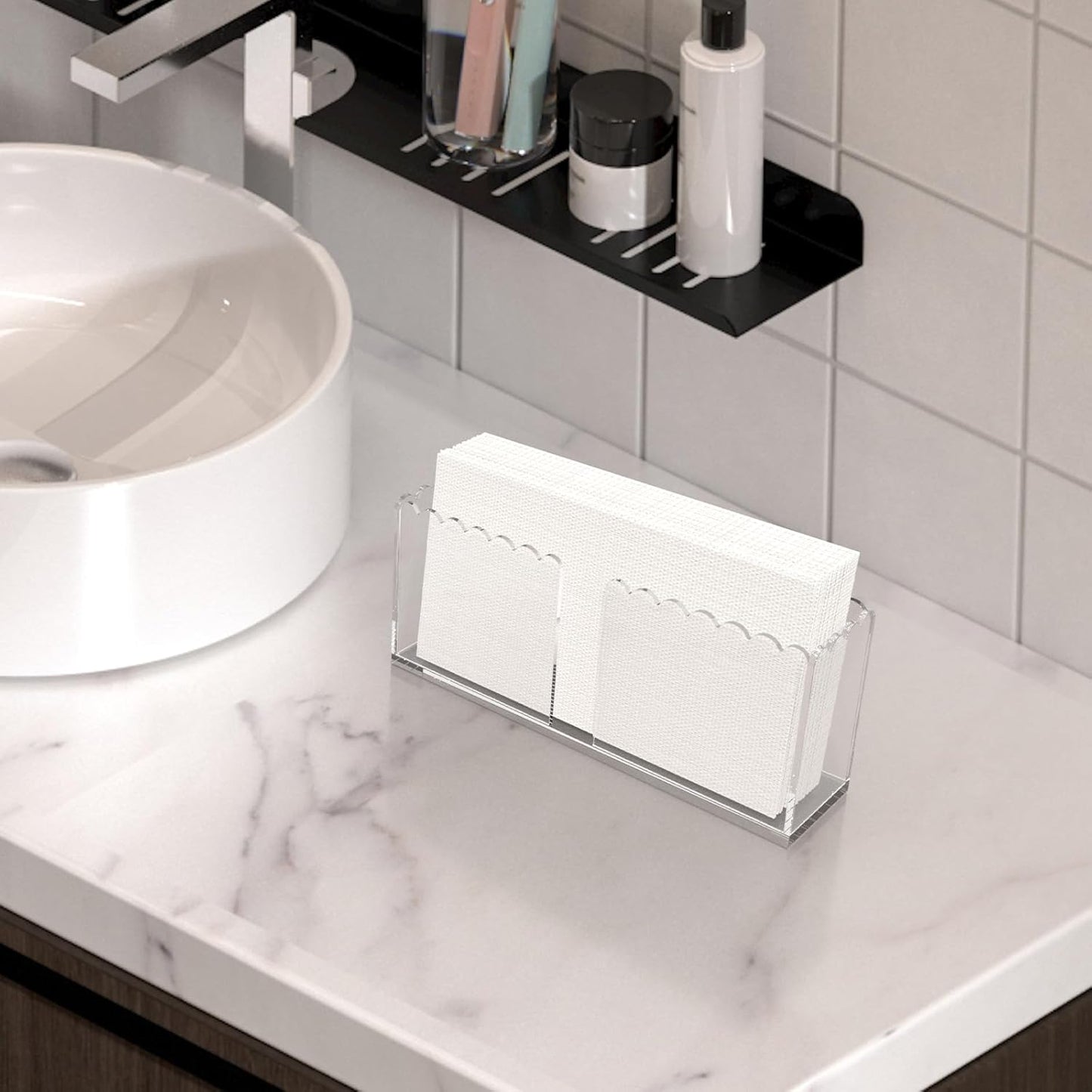 Transparent Acrylic Napkin Holder Clear Guest Paper Disposable Hand Towel Dispenser Tray Organizer For Table Home Kitchen Restaurant and Hotel Business