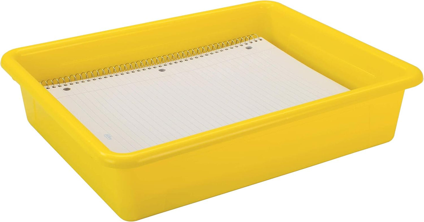 Storex Letter Size Flat Storage Tray – Organizer Bin for Classroom, Office and Home, Clear, 5-Pack (62531A05C), 10 x 13 x 3 Inches