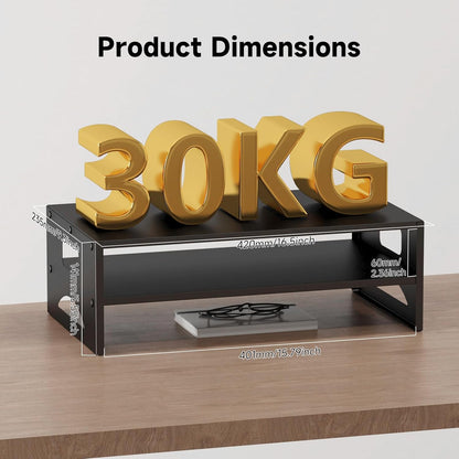 Pholiten Monitor Stand Riser, Desktop Stand, Computer Stand, Ergonomic Design, Two-Level Design, Desktop Organization, Keyboard Smartphone Storage, Printer Stand, Display Stand, 16.5 x 9.3 x 5.6