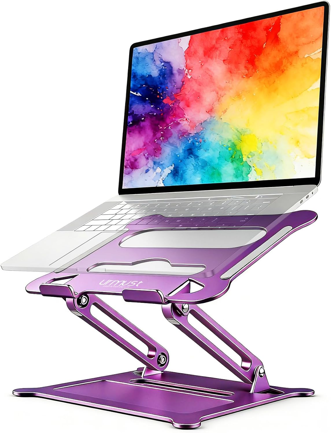 Urmust Laptop Notebook Stand Holder Adjustable Laptop Stand Portable Computer Riser Compatible with MacBook Air Pro HP Dell XPS Lenovo All Laptops 10-15.6"(Rose Gold)