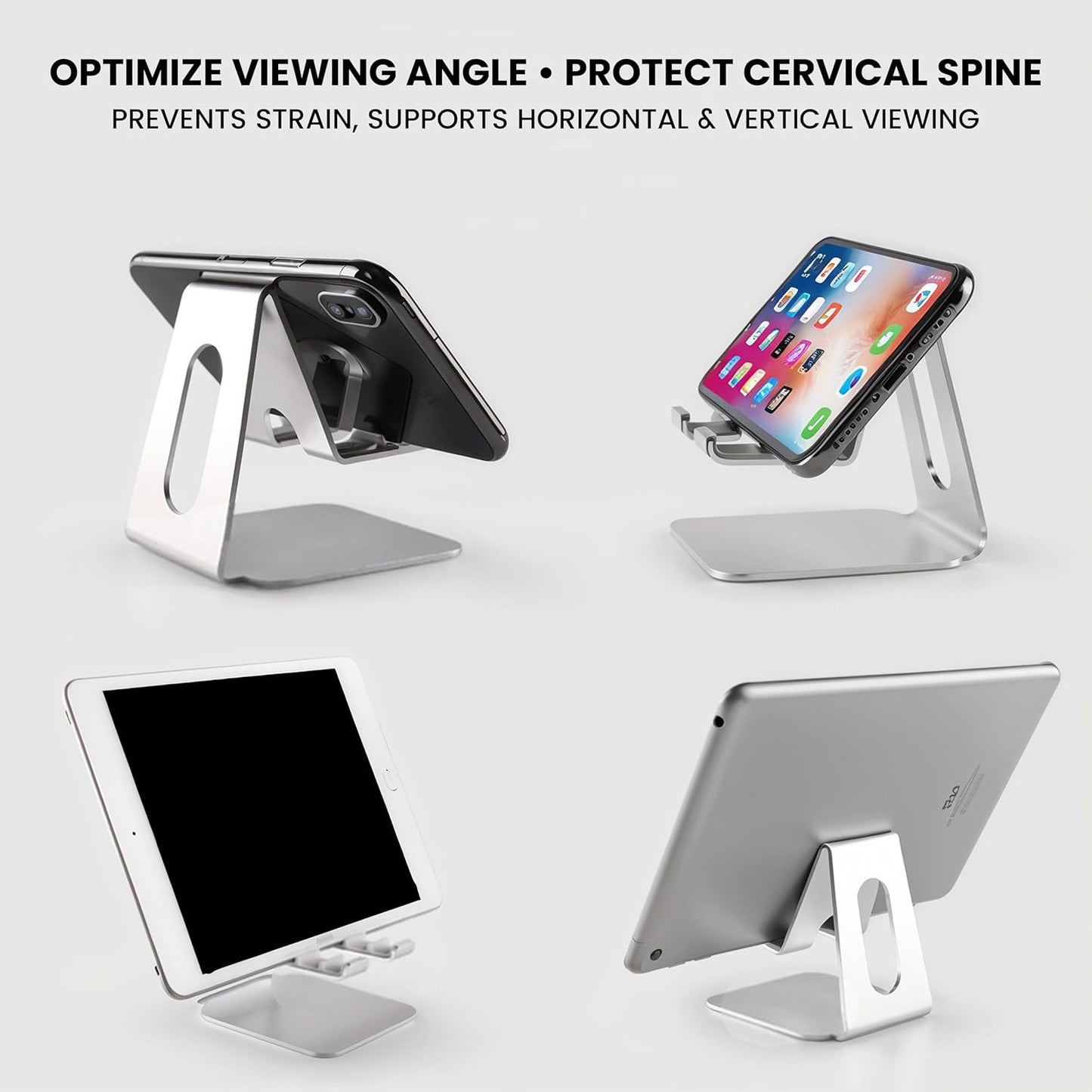 Foldable Phone Stand for Desk | Six Position Adjustable Folding Bracket for Cell Phone | Black Cellphone Holder for Desk & Smartphone Stand | Cellphone & Accessories for Men & Women