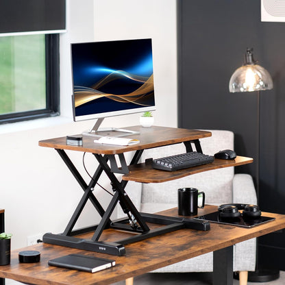 VIVO 26 inch Desk Converter, K Series, Height Adjustable Sit to Stand Riser, Dual Monitor and Laptop Workstation with Keyboard Tray, Black, DESK-V026KB