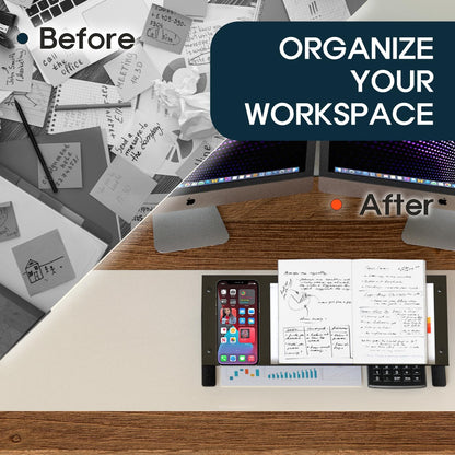 J JAKCUBE Design Tablet Drawing Stand, Desk Organizer Smartphone Book Stand, Black Metal Phone Charging Docking Station Reading Display Holder Organizer, Document Copy Notebook Holder -MK294E