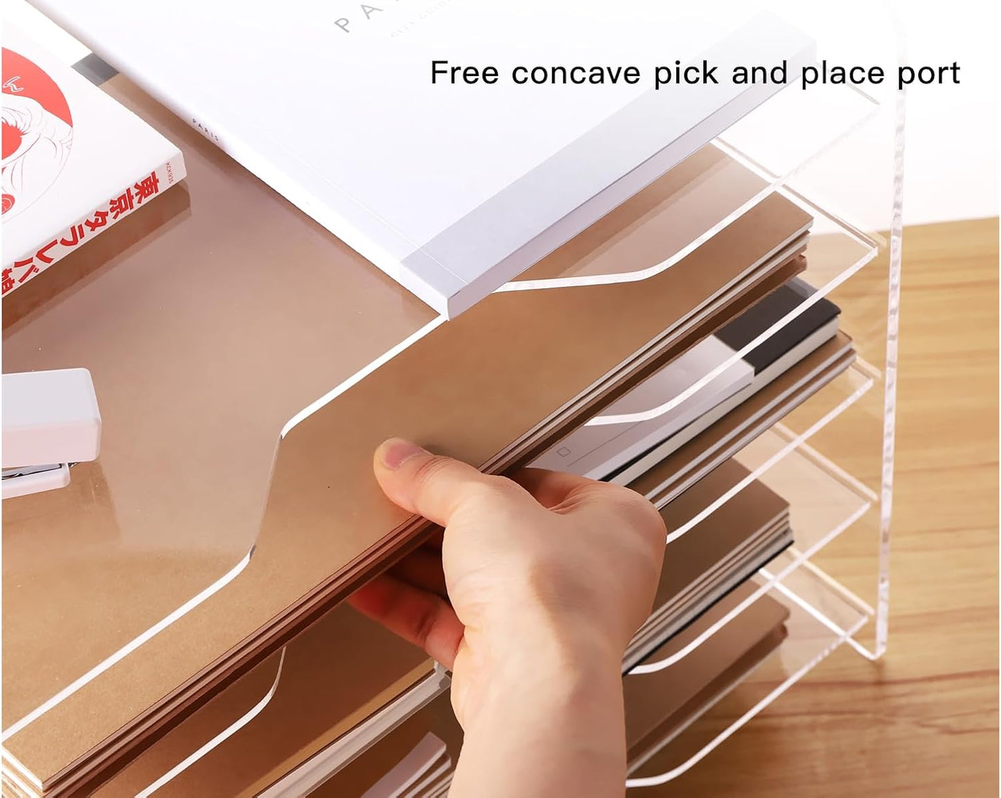 HeZone Paper Organizer Letter Tray, Clear Acrylic Paper Tray, School Teacher Office Supplies Organization, Stackable Desk File Organizer, Classroom Decor and Accessories-2 Pack…