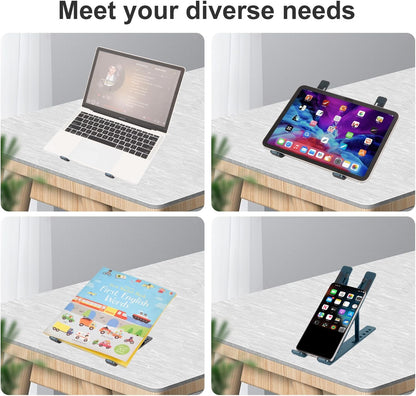 Ergonomic and Foldable Laptop Stand for Desk, Adjustable Riser, Fits All Laptops and Notebooks up to 17,Ultra-Thin,Ventilated Cooling,ABS+Silicone,Silver.