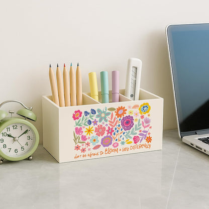 Boho Floral Mental Health Pen Holder for Desk, Special Education Classroom Must Haves, Inspirational Autism ADHD Awareness Pencil Holder for Classroom Therapy Office