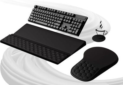 Ospelelf Ergonomic Mouse Pad and Keyboard Stand Wrist Rest Set, Memory Foam Comfort, Pain Relief for Typing, Office Desk Accessories, Moonlit Blossoms