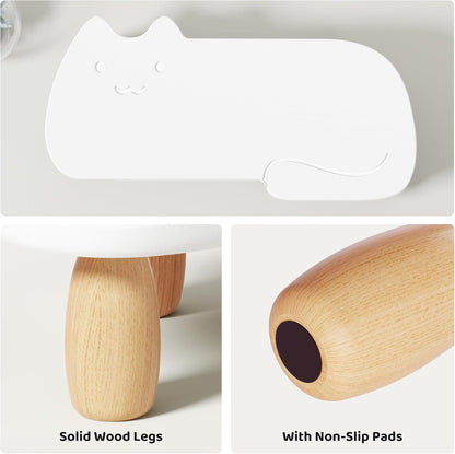 AFOOYO Monitor Stand Riser, Cookie-Shaped Sturdy Wood Computer Monitor Stand for Desk, Ergonomic Desk Stand, Multi-Purpose Desktop Organizer Riser for Computer, Laptop, Printer, TV,White