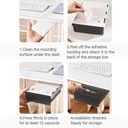 Under Desk Organizer - Stick On Fluted Translucent Desk Drawer Attachment, Slide Out Under Desk Storage for Office & Home (WHITE, SMALL)