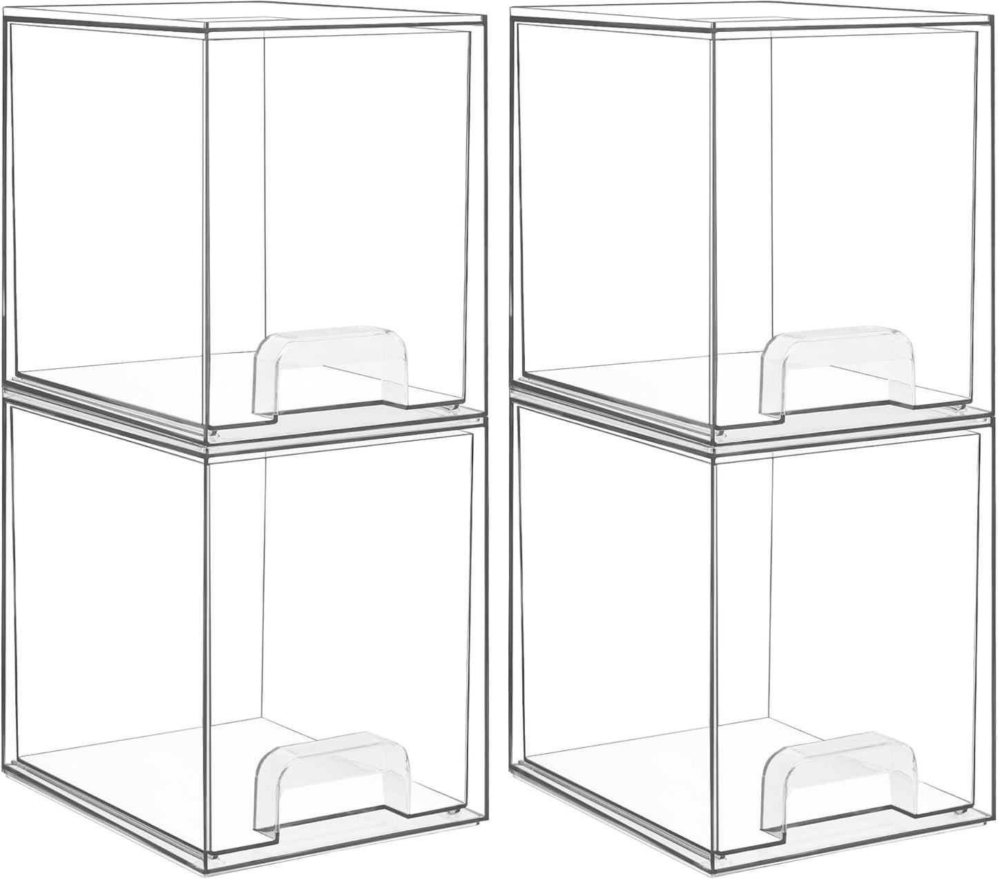 Vtopmart 12.1''W Clear Stackable Storage Drawers,2 Pack Acrylic Plastic Organizers Bins for Makeup Palettes, Cosmetics, and Beauty Supplies,Ideal for Vanity, Bathroom,Cabinet,Desk Organization
