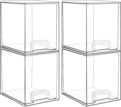 Vtopmart 12.1''W Clear Stackable Storage Drawers,2 Pack Acrylic Plastic Organizers Bins for Makeup Palettes, Cosmetics, and Beauty Supplies,Ideal for Vanity, Bathroom,Cabinet,Desk Organization